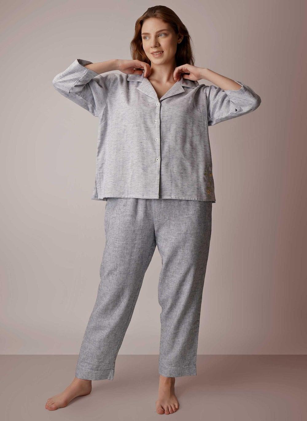 Suhoor Favourite Cotton Embroidered Willow Pyjama Coord Set - Image 1