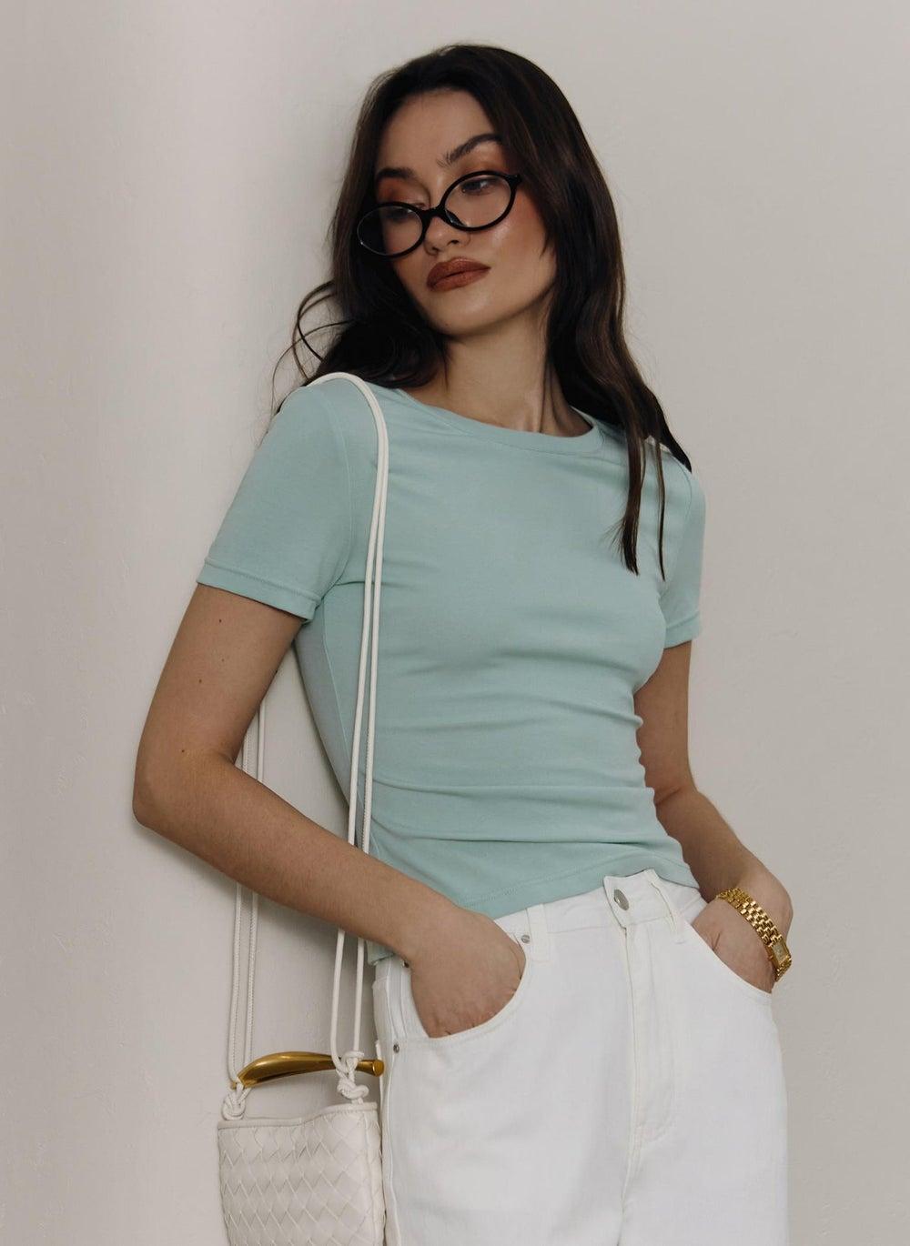 Cropped Fitted Jersey T-Shirt - Image 1