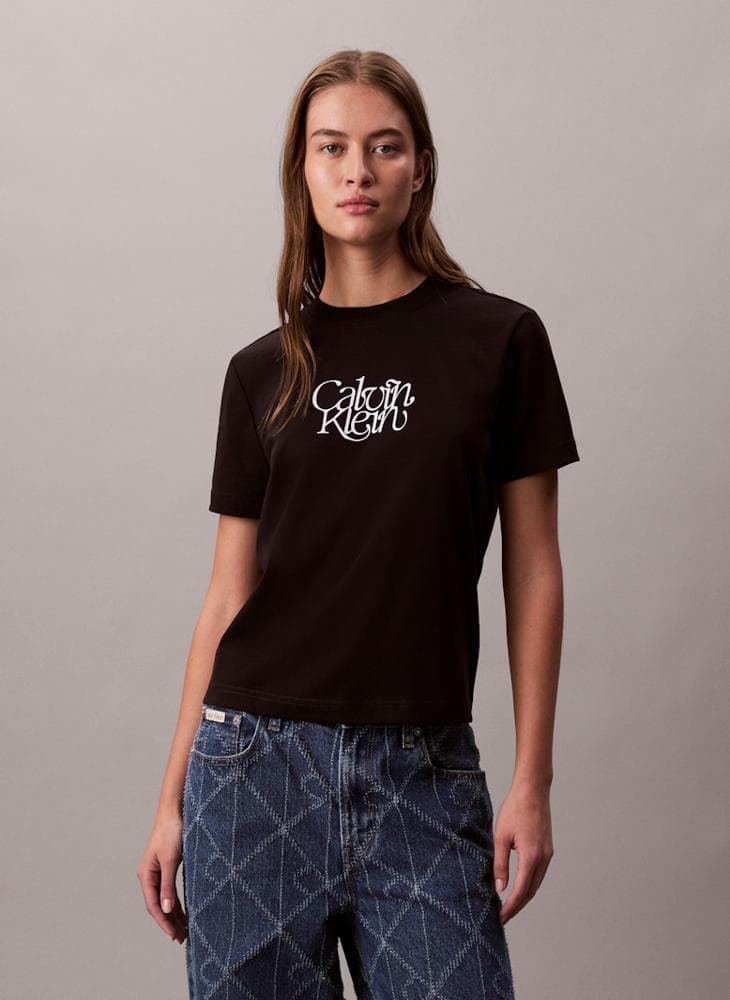 Calvin Klein Graphic Crew Neck Slim Fit T-Shirt - Image 1
