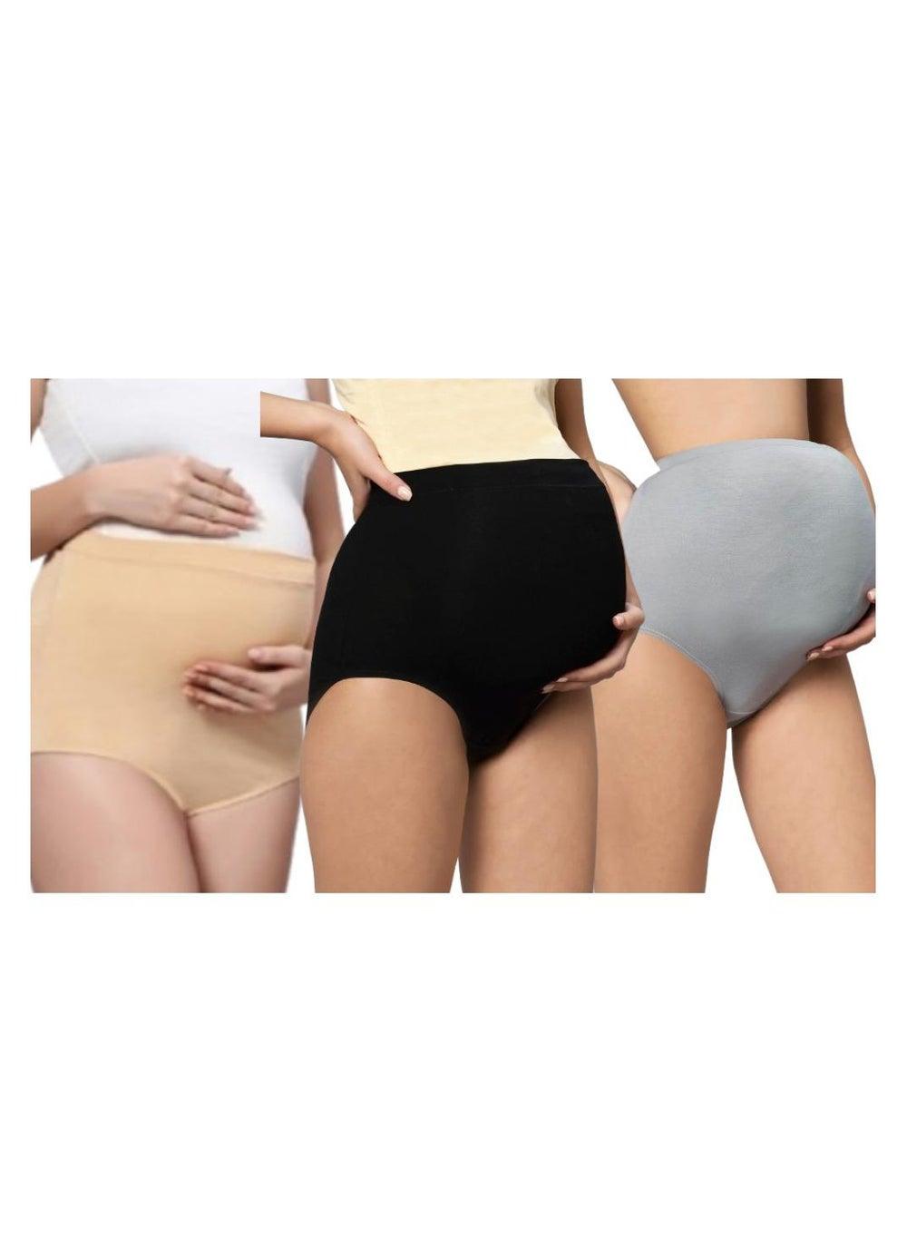High Waist Bamboo Cotton Maternity Briefs with Belly Support - Image 1