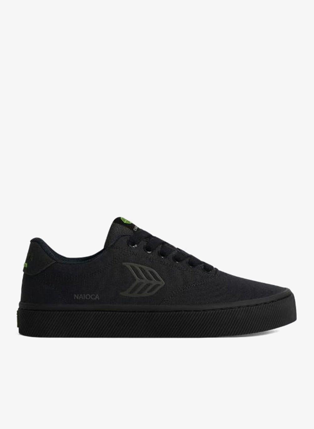NAIOCA All Black Canvas Ash Grey Logo Sneaker - Image 1