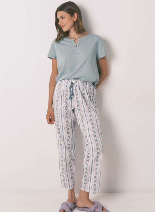 Carrot Long Cotton Trousers with Borders - Image 1