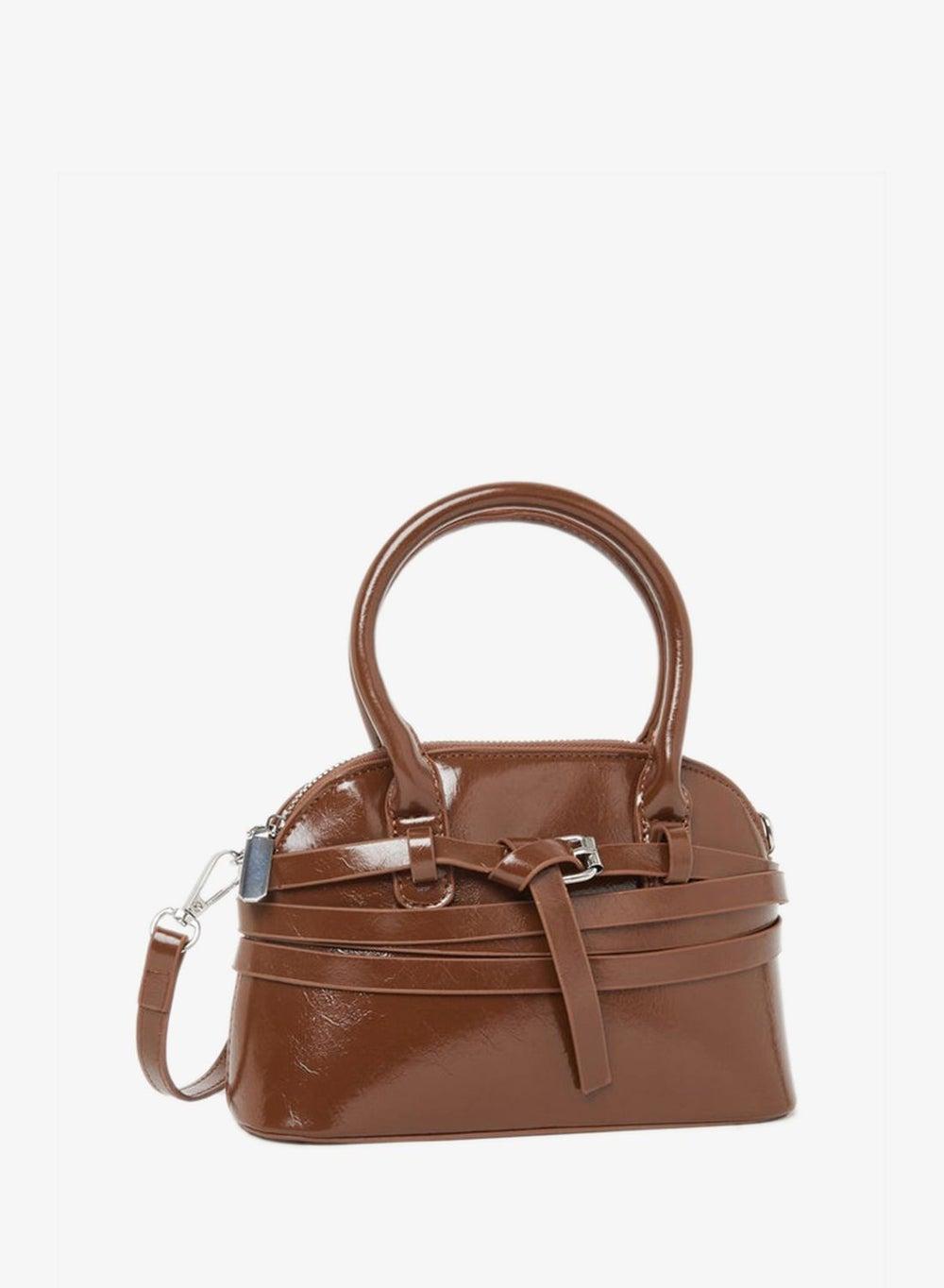 Styli Brown Belted Shoulder Bag with Buckle Detail - Image 1