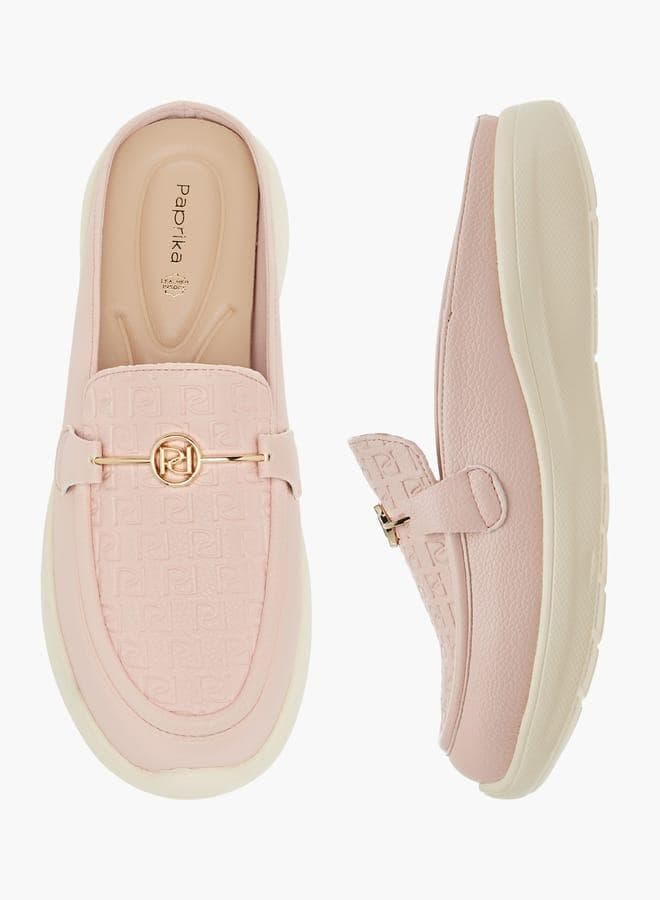 Women Monogram Embossed Slip-On Mules - Image 1