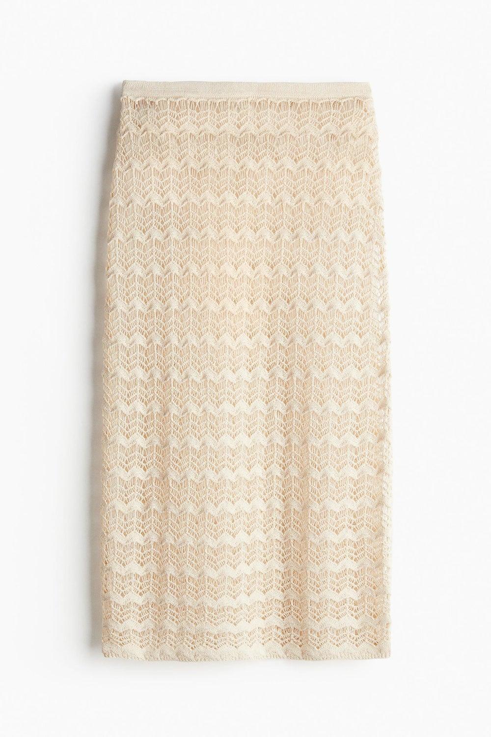 Pointelle-Knit Calf-Length Beach Skirt - Image 1