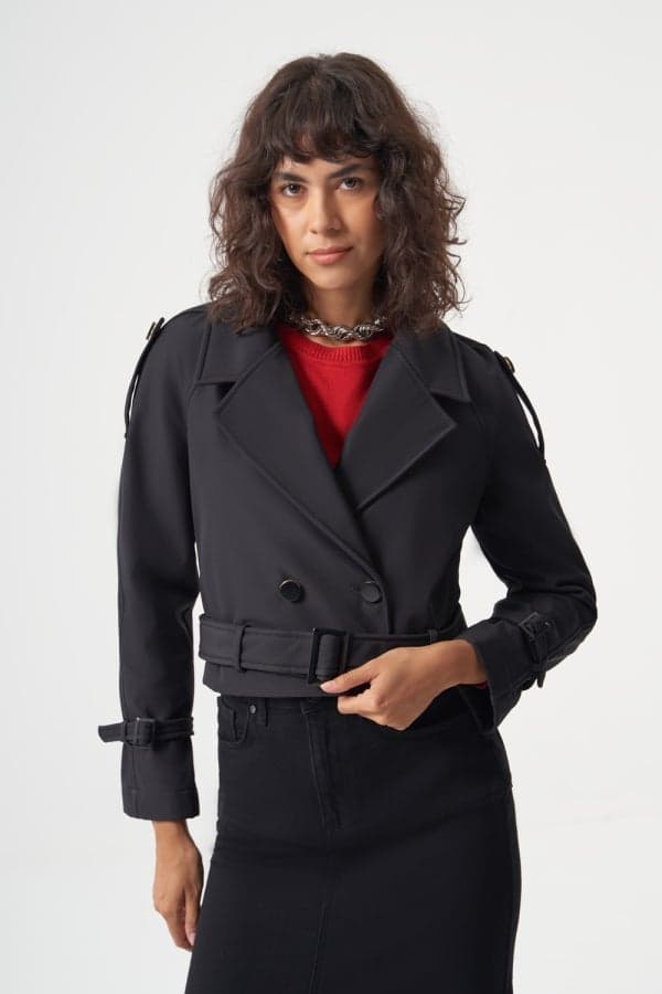 Black Short Coat With Raising - Image 1