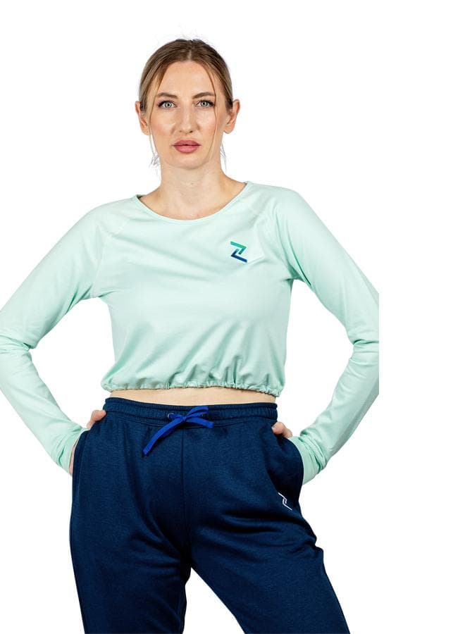 Women's Full Sleeve Cropped Crew Neck Top - Image 1