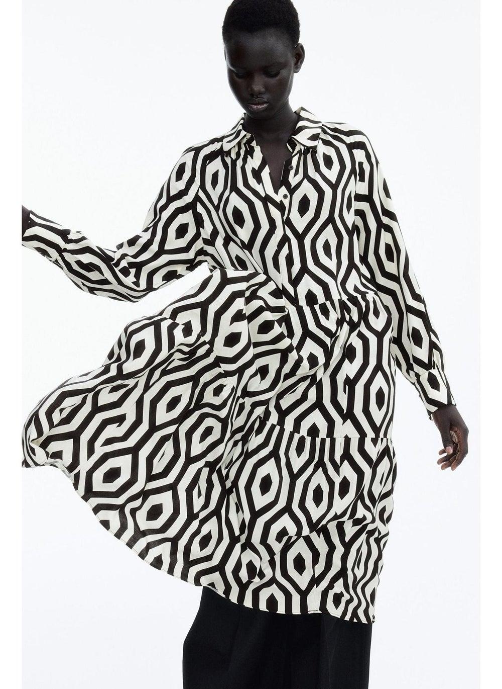 Viscose Shirt Dress with Gathered Skirt - Image 1
