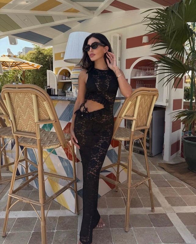 Alice Black Lace Beach Dress - Image 1