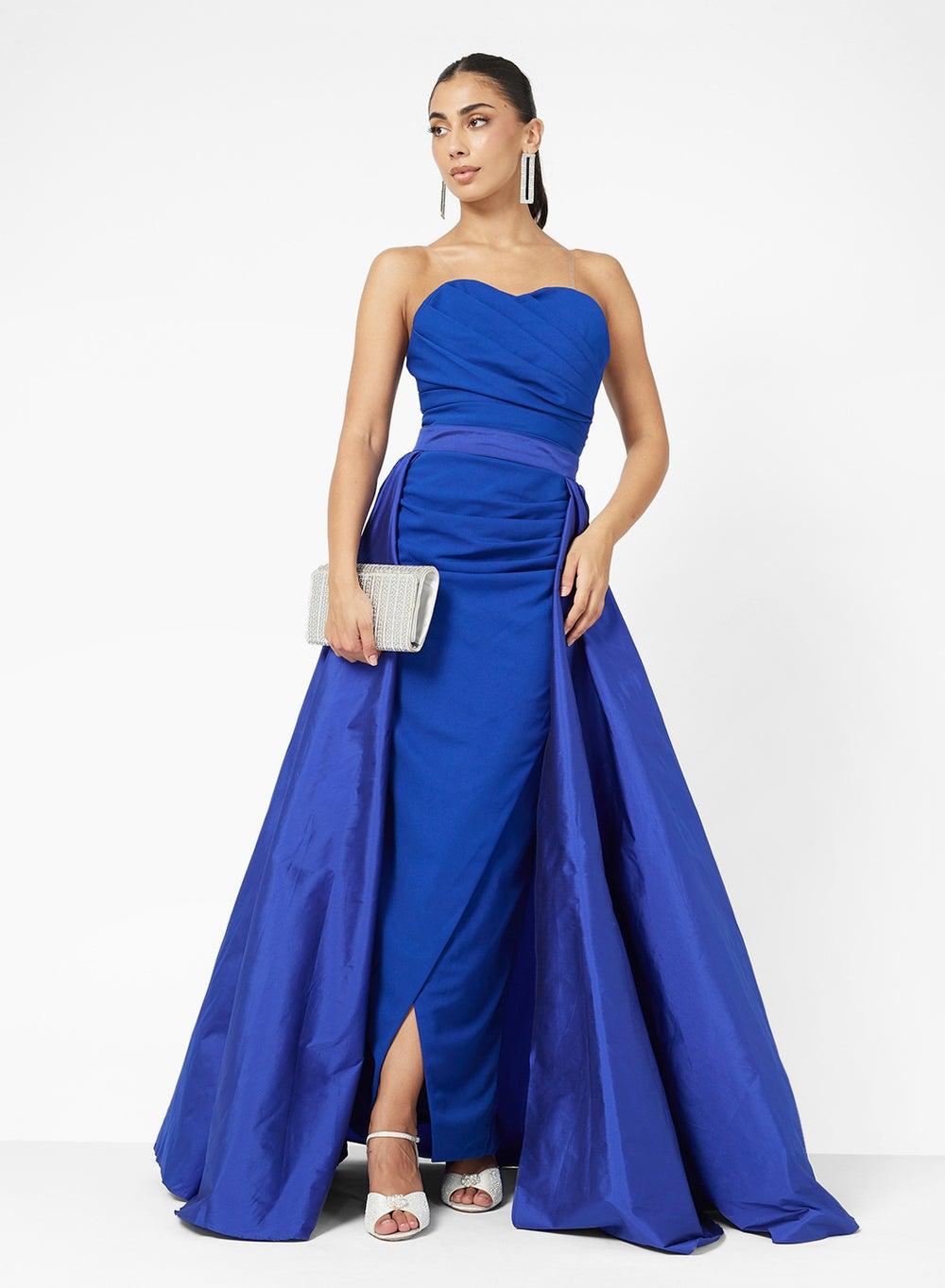 Ruched Strapless Gown with Detachable Skirt - Image 1