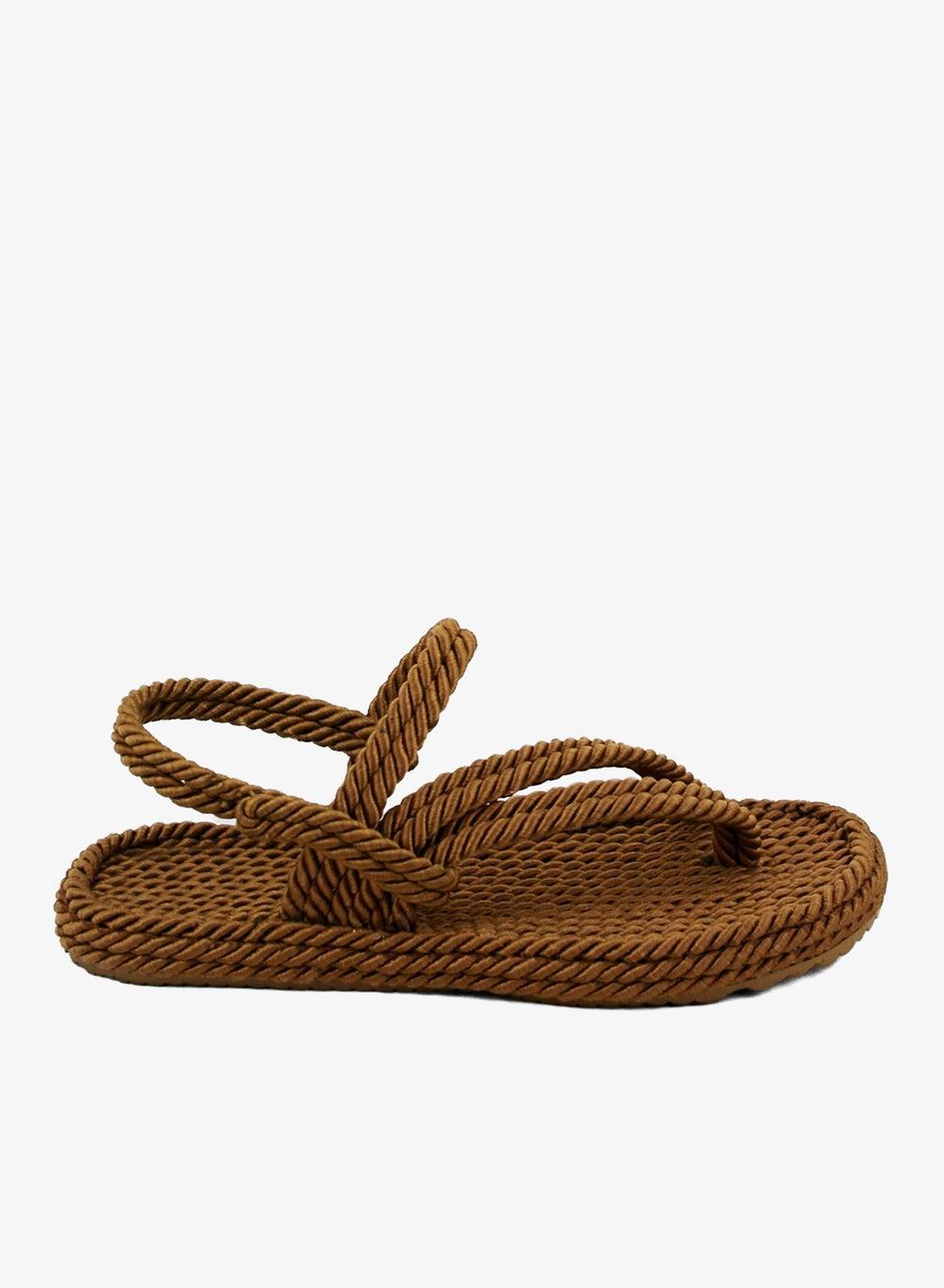 Brown Crossed Rope Flat Sandals - Image 1