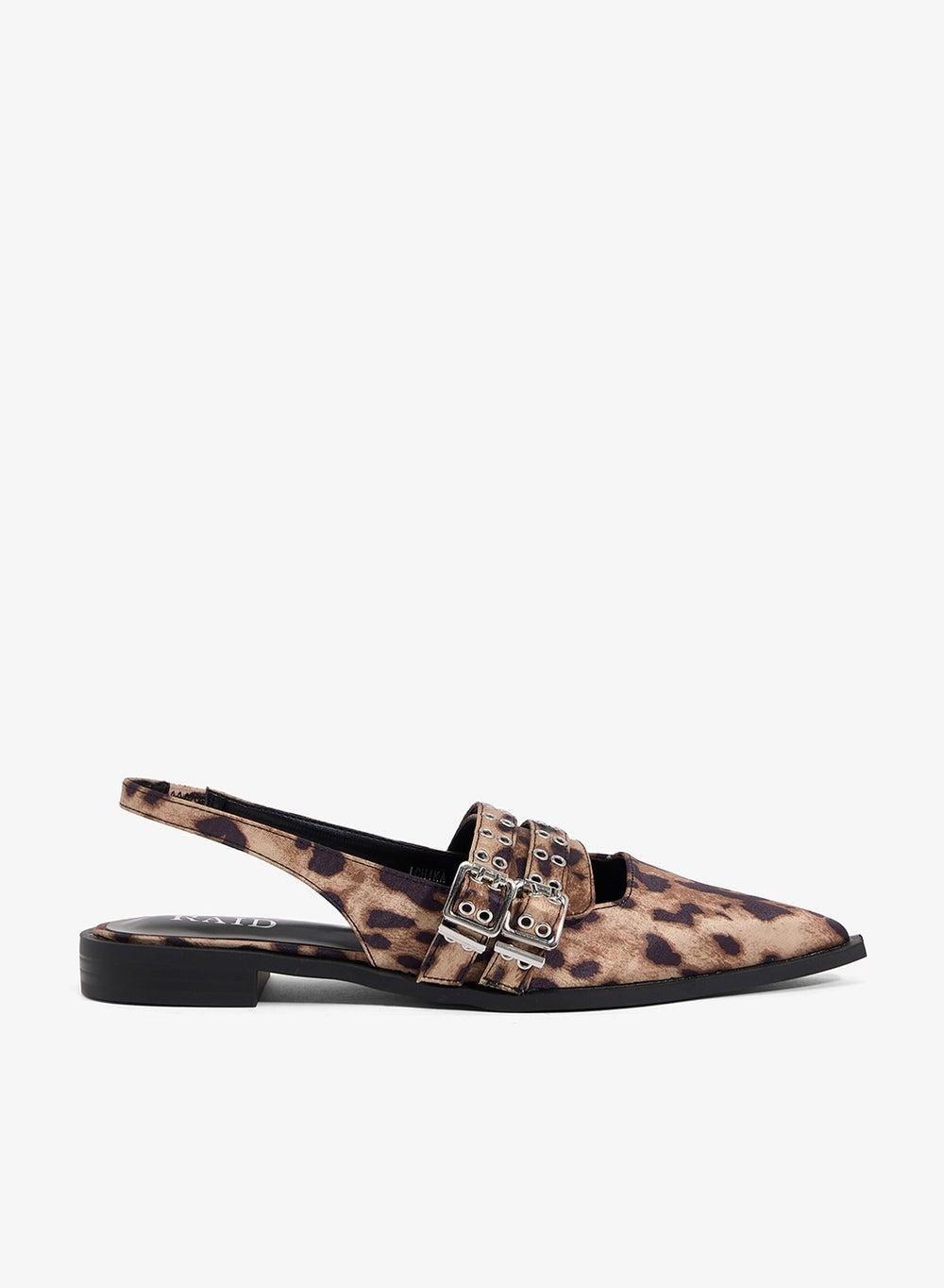 Ichika Leopard Slingback Flats with Buckle Detail - Image 1
