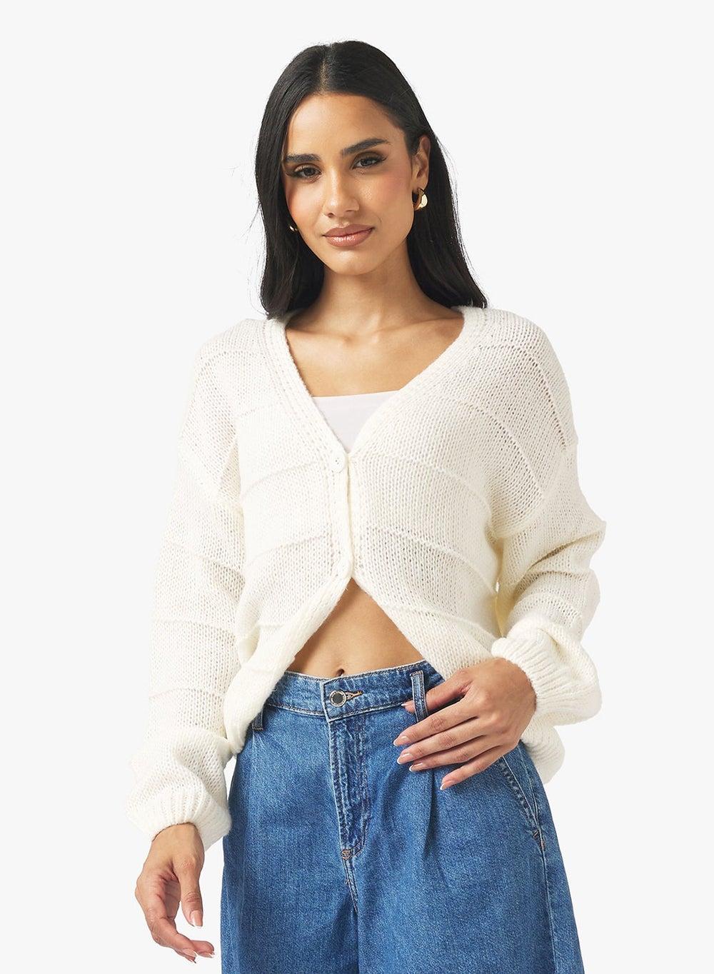 Fine Knitted Textured Cardigan - Image 1