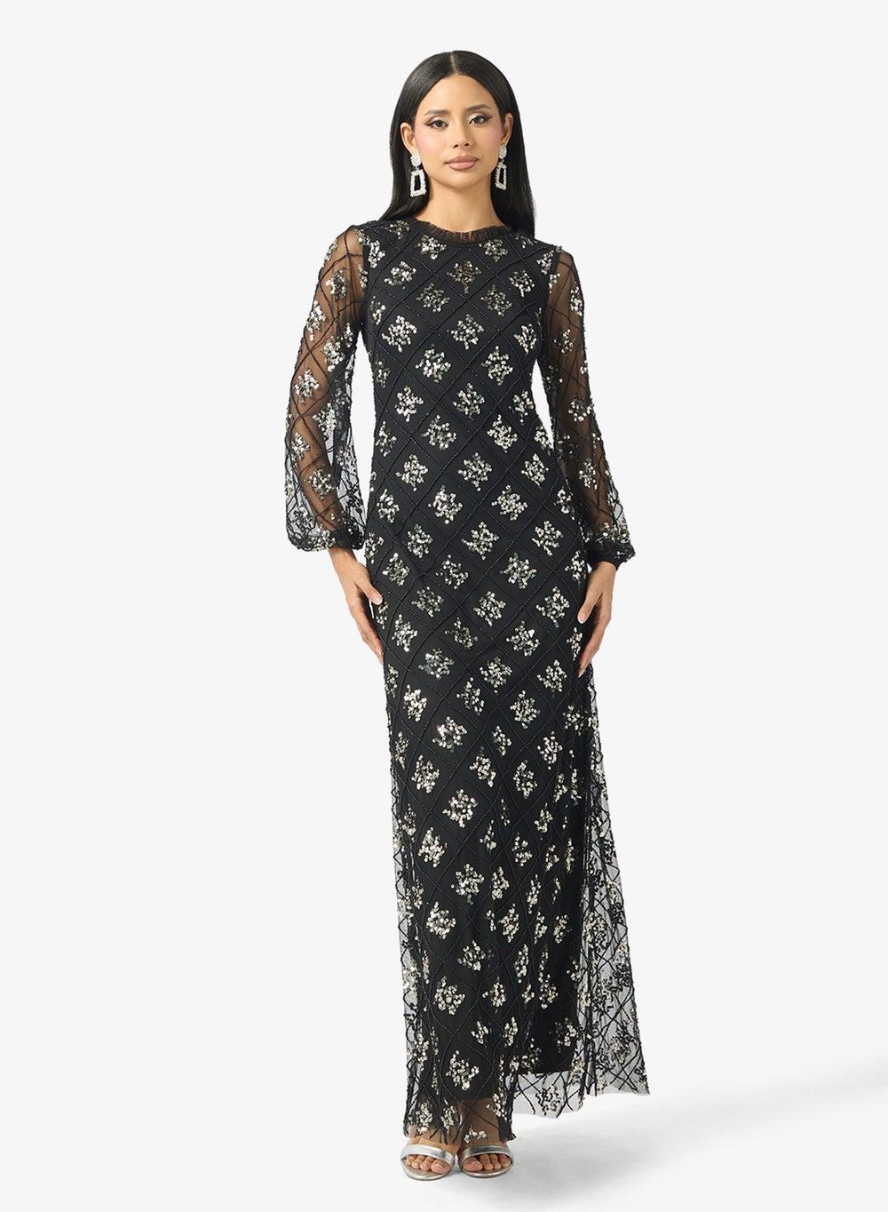Crew Neck Sequin Maxi Dress - Image 1
