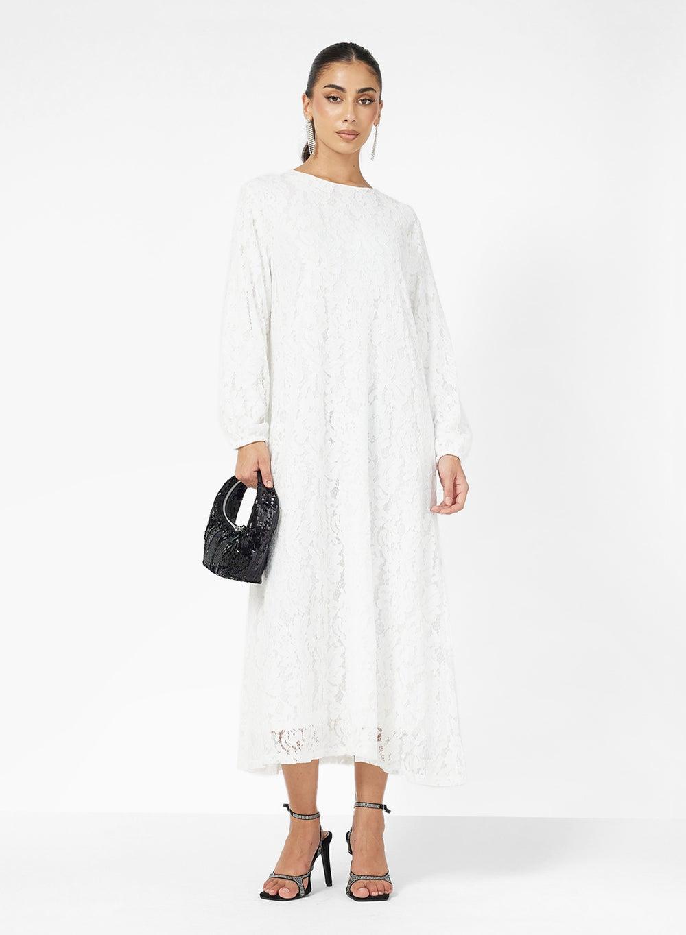Lace A-Line Midi Dress - Image 1