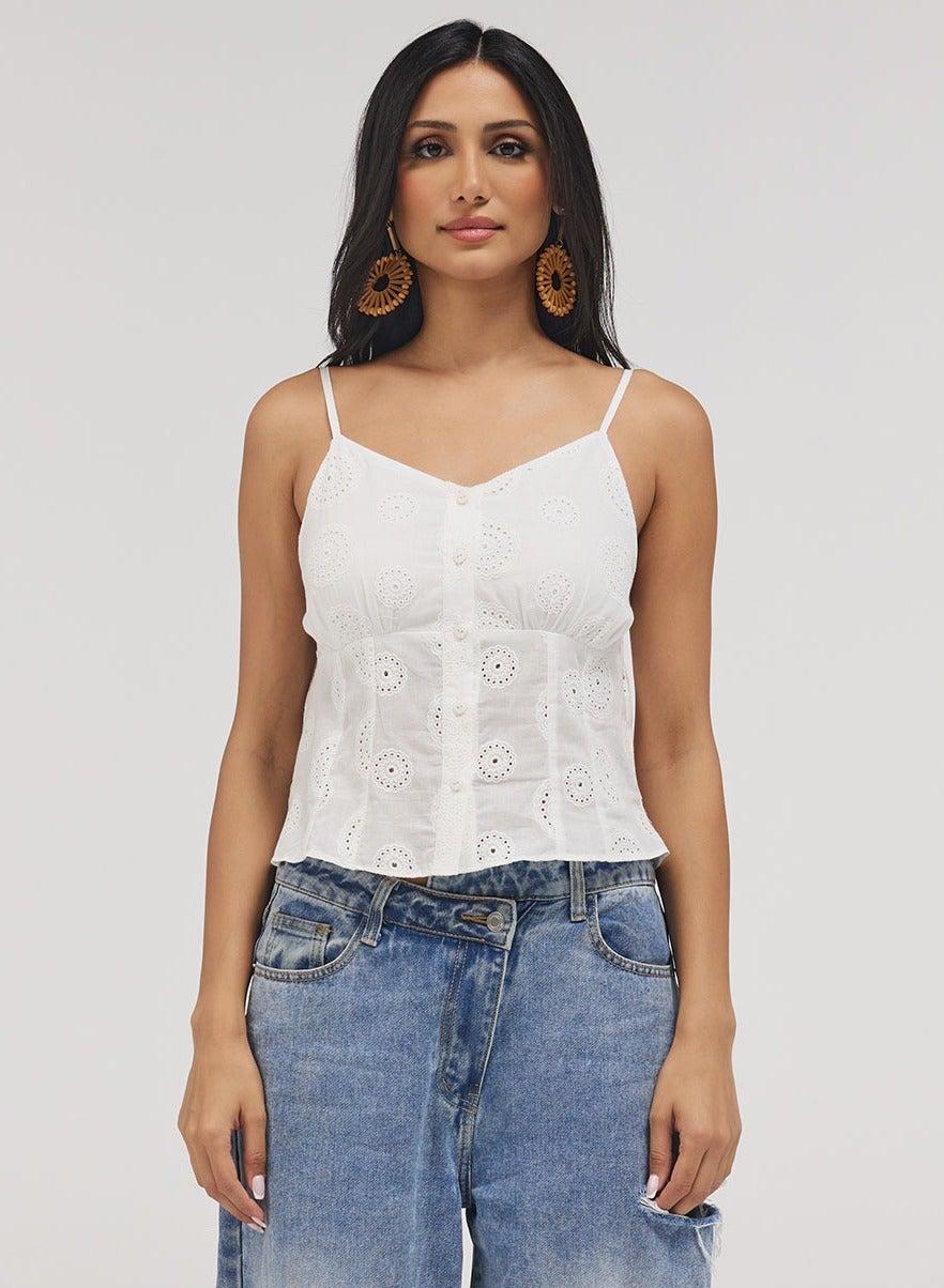 Front Buttoned Delicate Bodysuit Top - Image 1