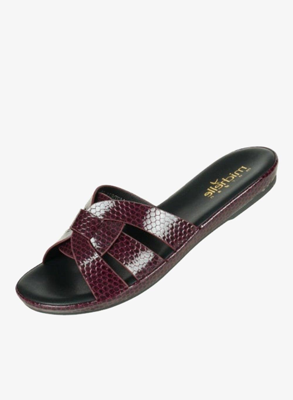092-2975 Michelle Morgan Bordo Ladies Flat Slip-On Sandals - Image 1