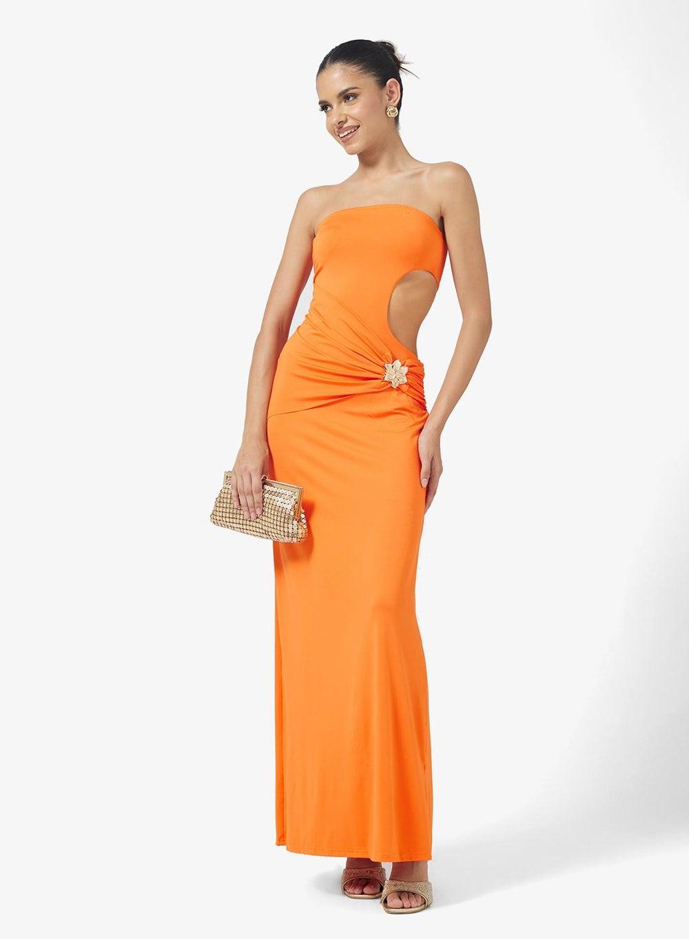 Bandeau Cutout Draped Maxi Dress - Image 1