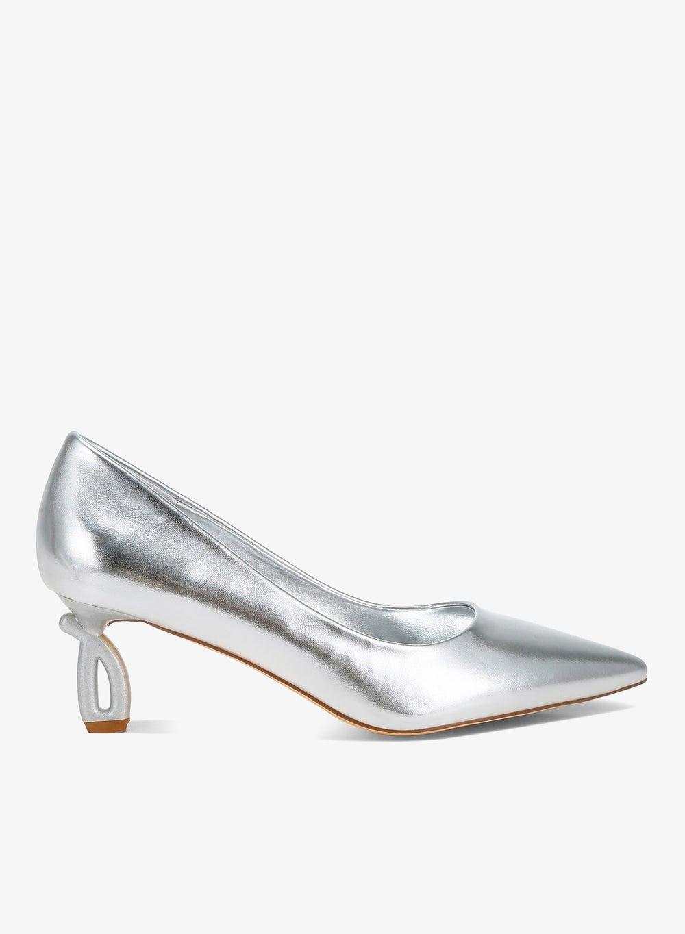 Silver Metallic Fantasy Heel Pumps - Image 1
