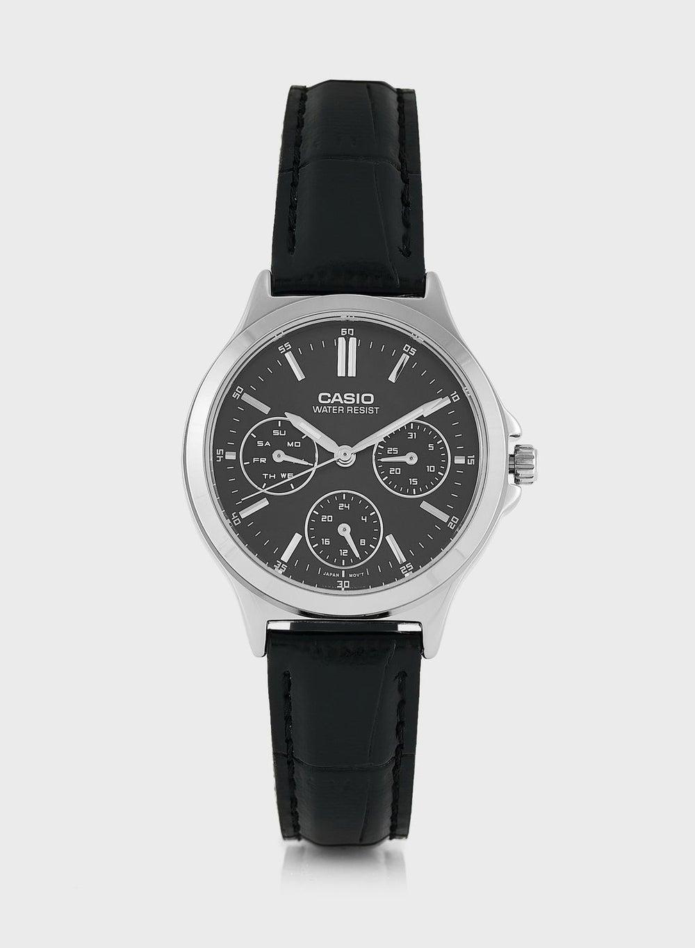 Pu Strap Analog Watch with Day Date Dial - Image 1