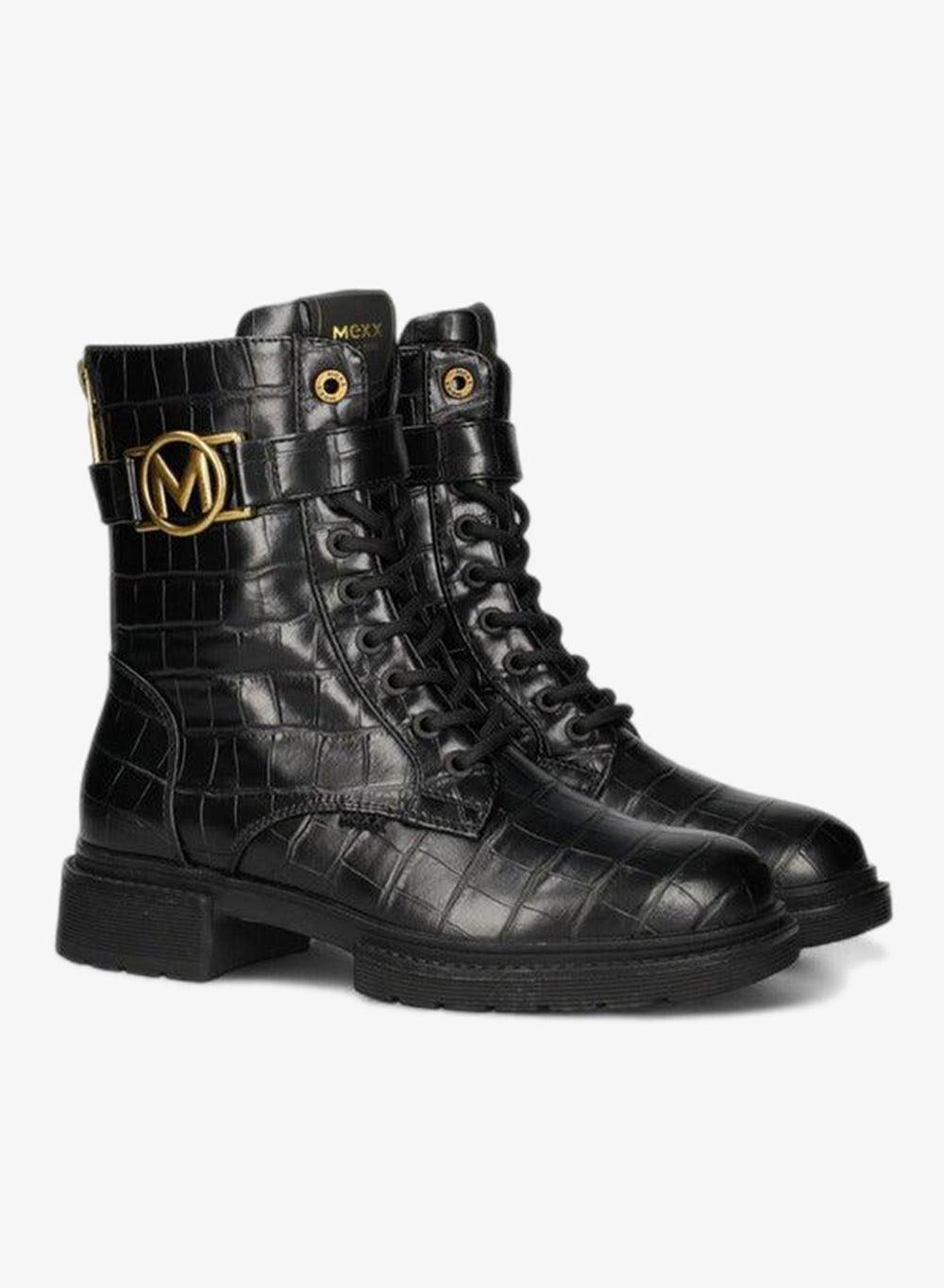 Textured Lace-Up Ankle Boots with Chunky Sole - Image 1