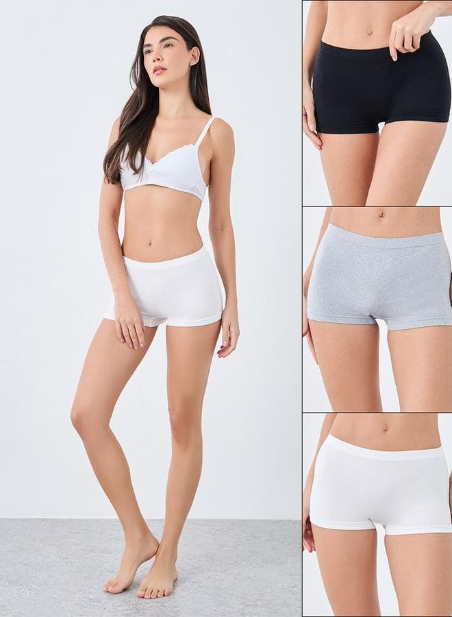 Pack of 3 Solid Cotton Boyshorts - Image 1
