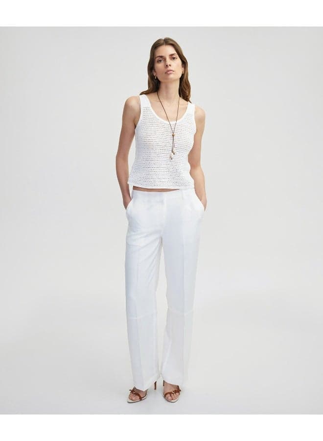 Straight-Leg Linen Blend Trousers - Image 1