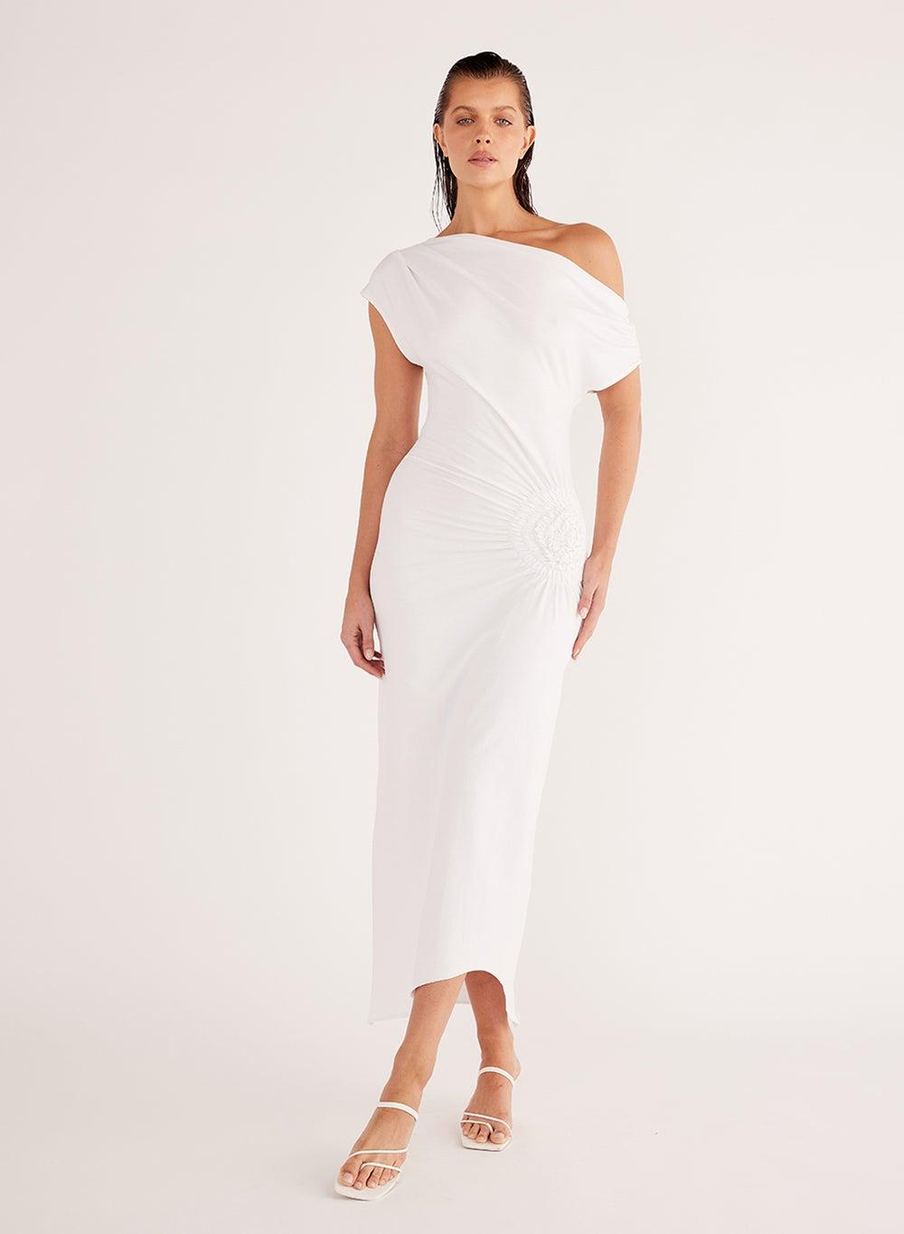Olividae One Shoulder Stretch Cotton Midi Dress - Image 1