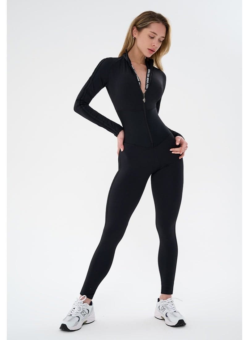 Bona Fide Sculpting Long Sleeve Workout Jumpsuit for Women - Image 1