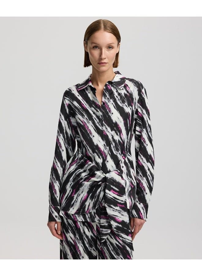Regular Fit Printed Waist-Tie Shirt - Image 1