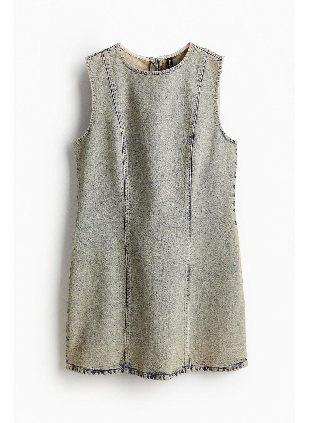 Sleeveless A-Line Twill Mini Dress - Image 1