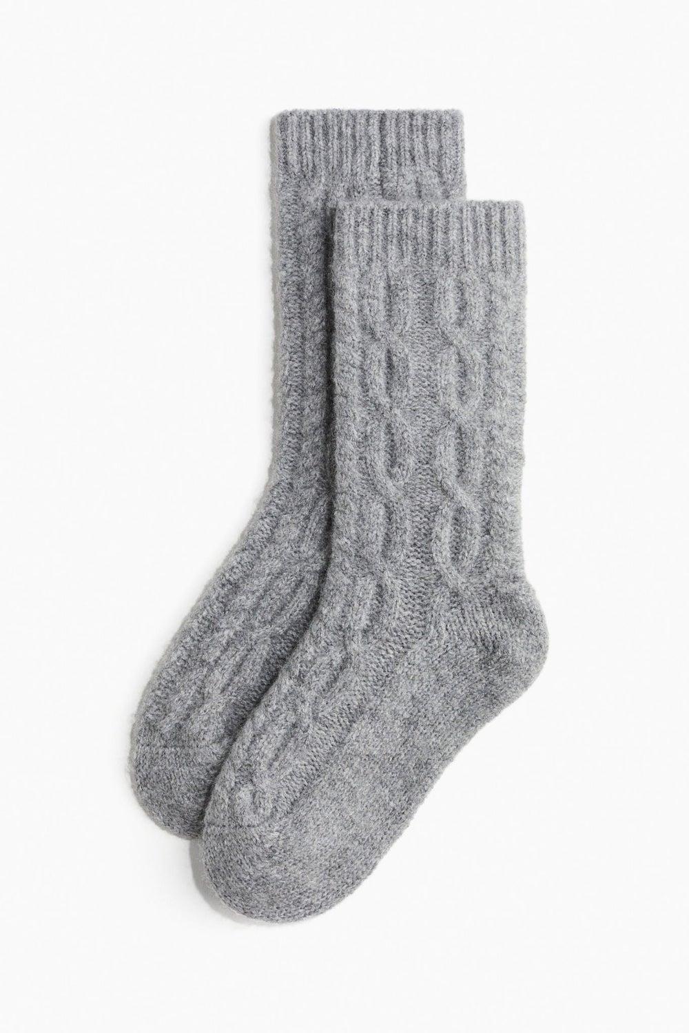 Soft Cable-Knit Wool Blend Socks - Image 1