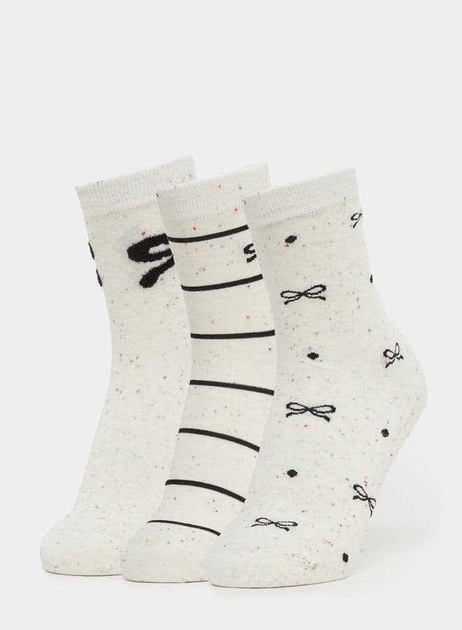 Pack of 3 Bow Knot Calf Length Socks - Image 1