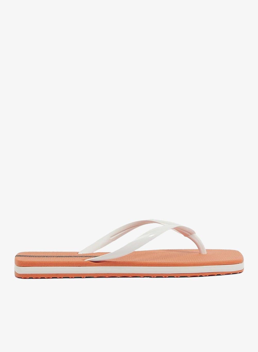 Orange/White Square Sole Women’s Flip Flops - Image 1