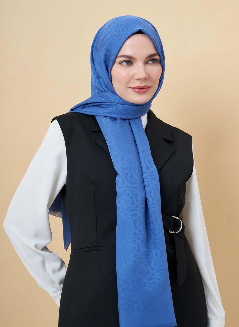 Blue His Jacquard Shawl for Women - Image 1