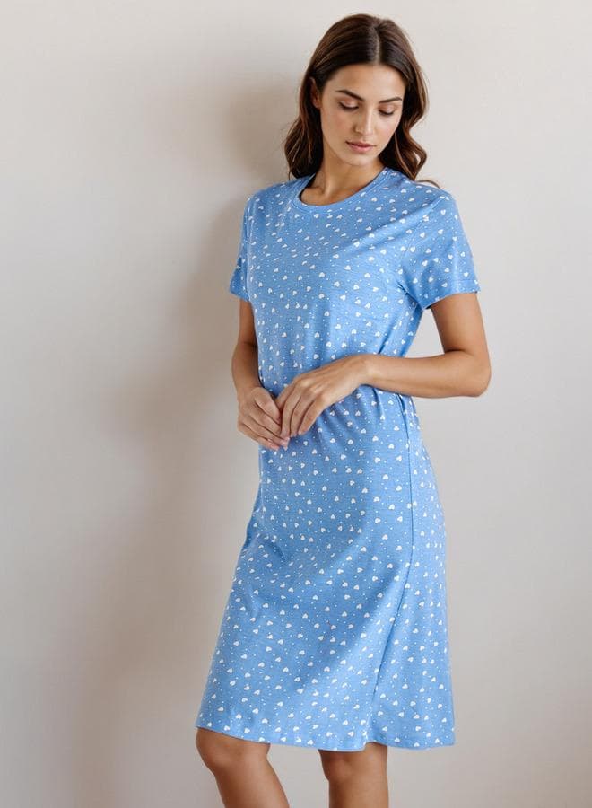 Knee-Length Heart Print Night Dress - Image 1