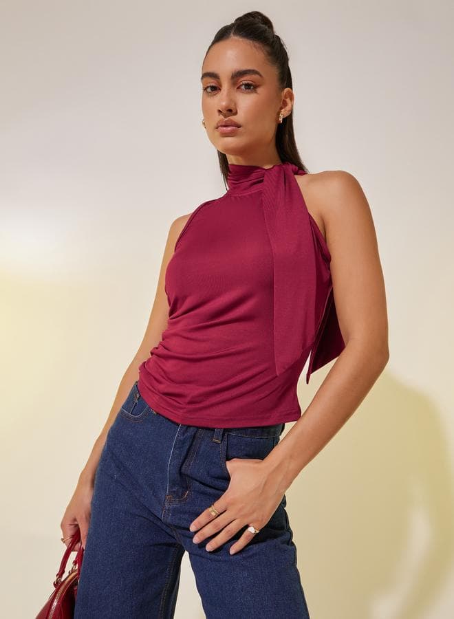 Take Two Solid Sleeveless High Neck Knit Top - Image 1