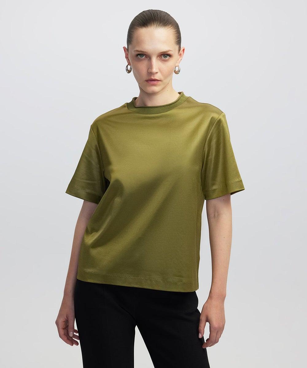 Shiny Half-Stand Collar Regular Fit T-Shirt - Image 1