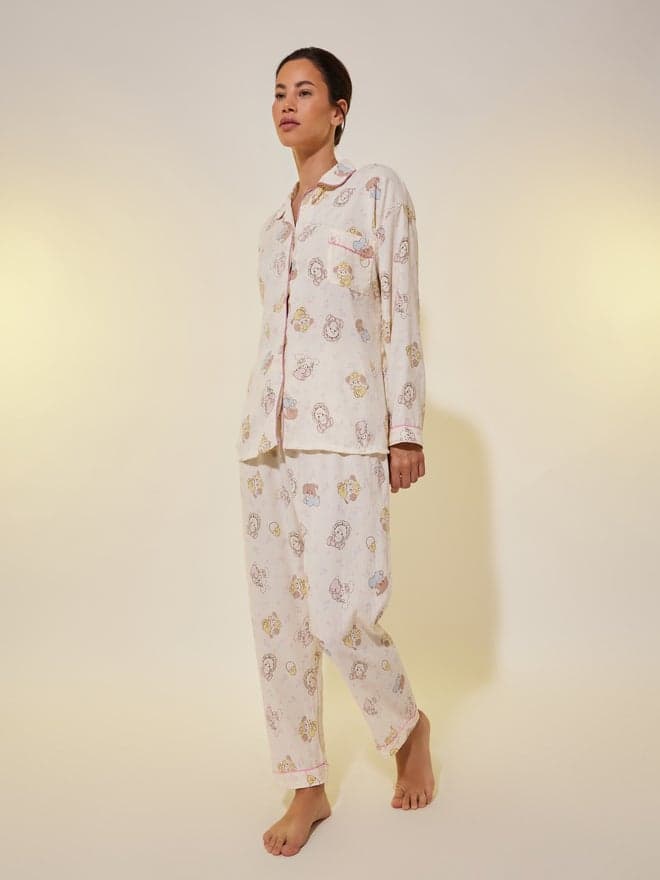 Take Two Bear Print Long Sleeve Pyjama Set - Image 1