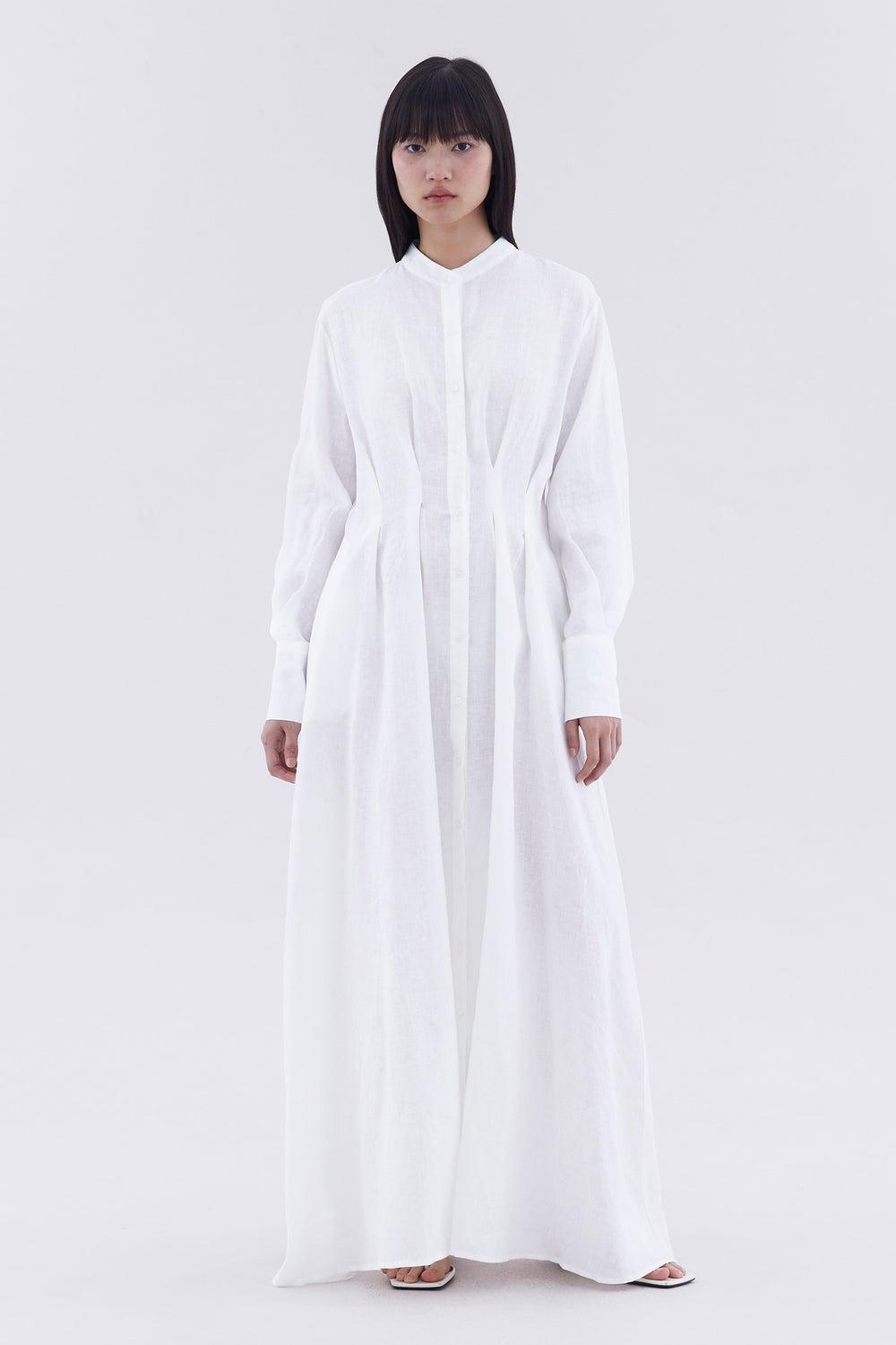 Nolaine Tuck Seam Linen Dress - Image 1