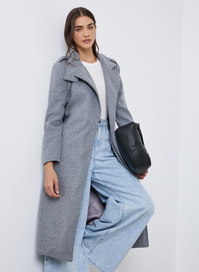 Styli Women Grey Belted Midi Coat - Image 1