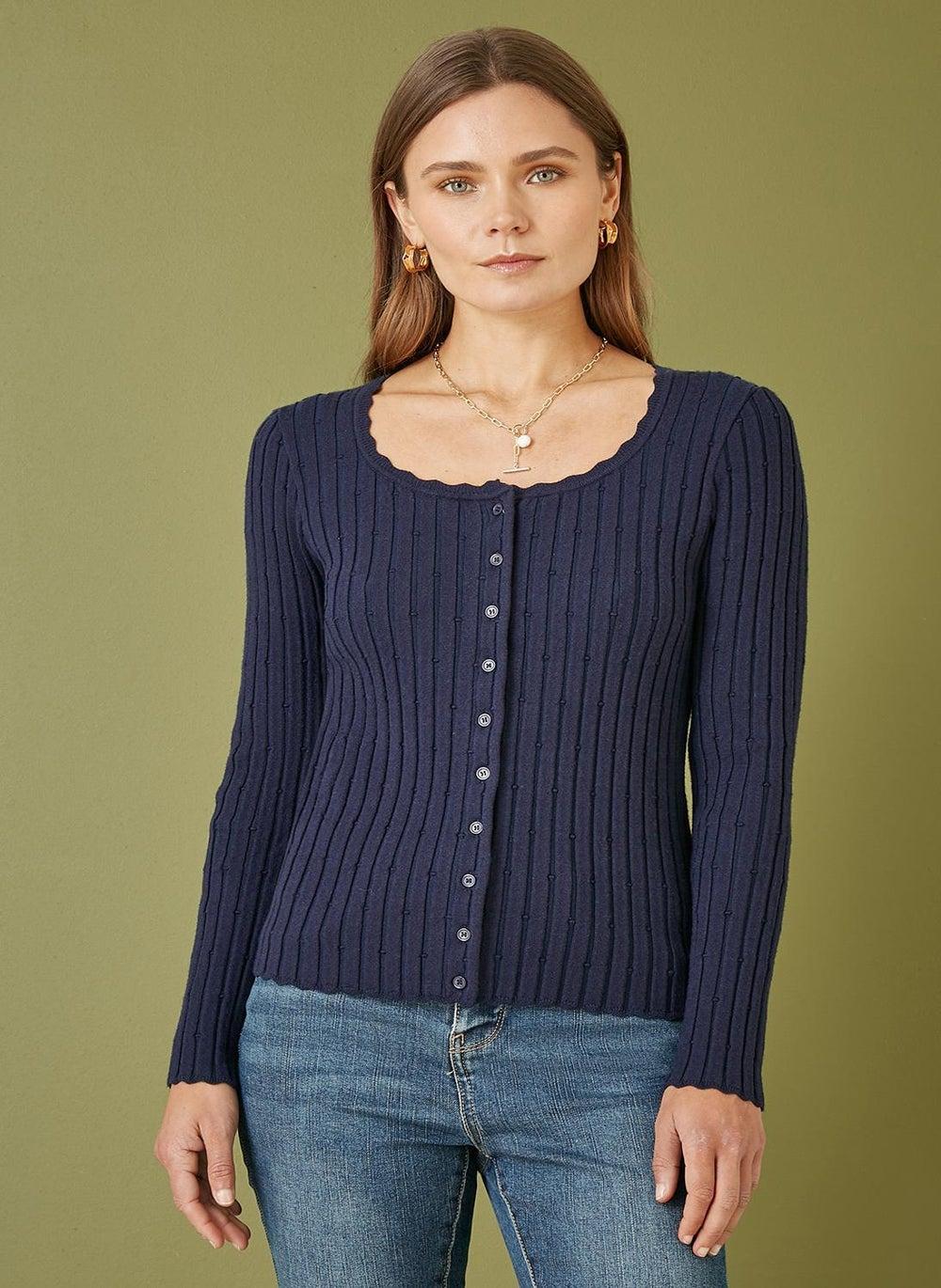 Fitted Rib Button Up Cardigan - Image 1