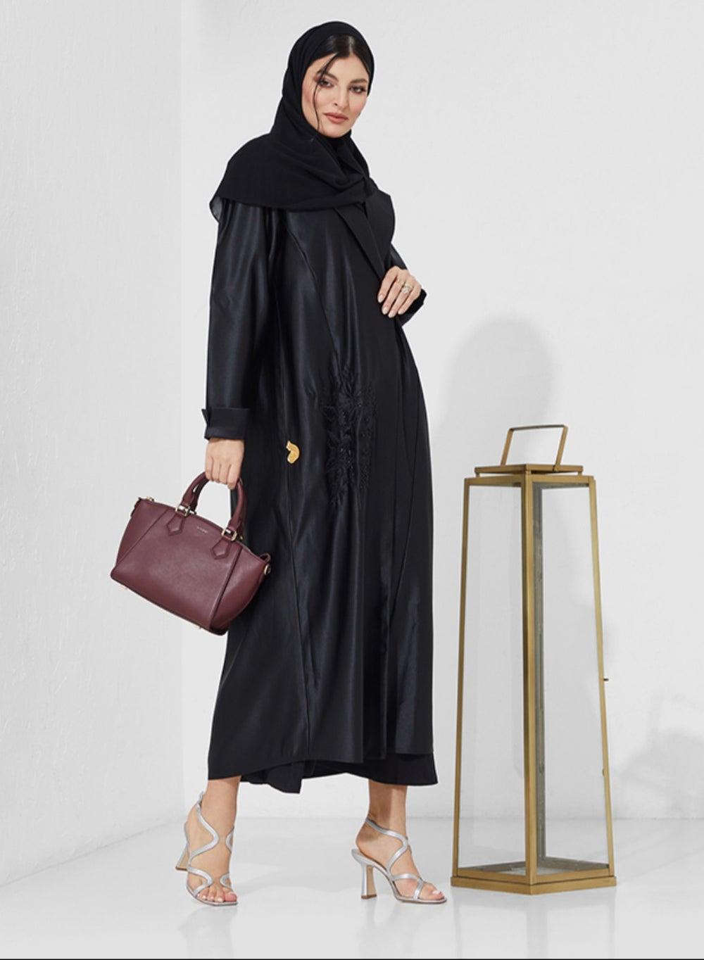Blazer-Cut Coat Abaya with Hand Embroidery - Image 1