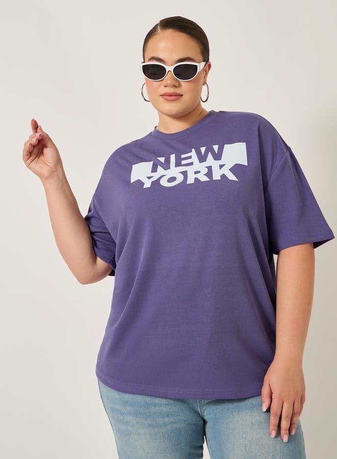 Styli Plus Size Oversized Graphic Print T-Shirt - Image 1