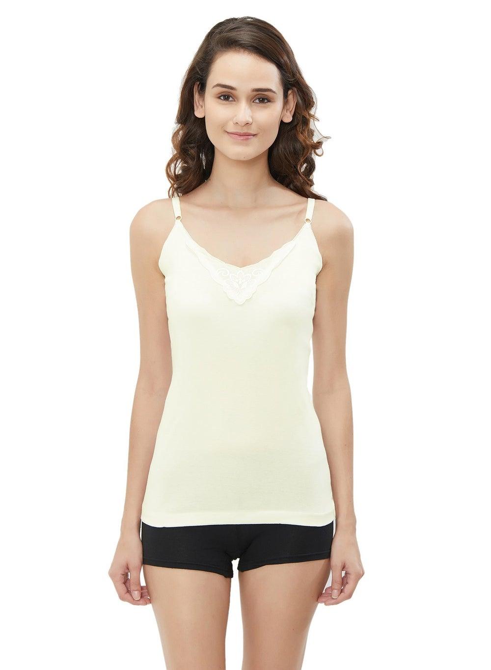 Women's Adjustable Strap Cotton Camisole 3-Pack in Ivory - Image 1