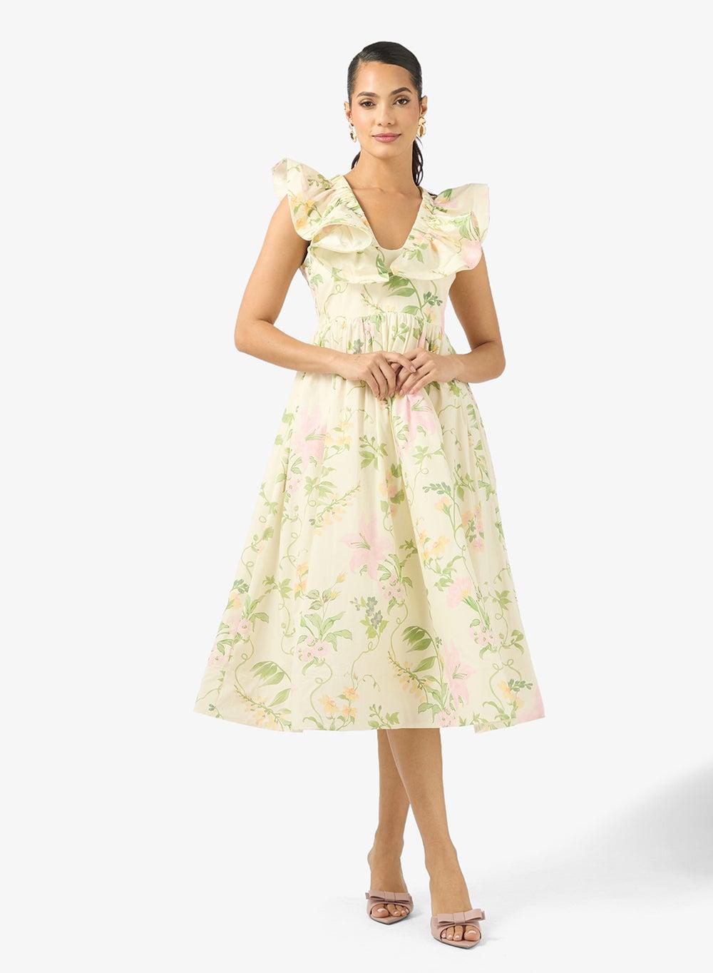 Floral Peyton Ruffle Midi Dress - Image 1