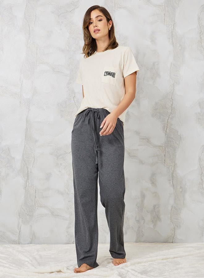 Tired Embroidered Pocket Pyjama Set - Image 1