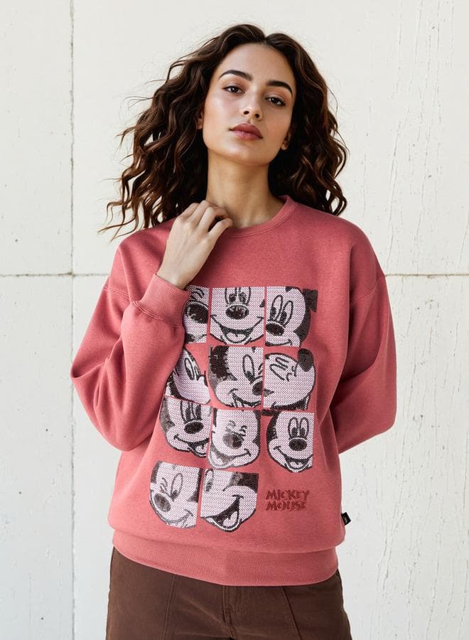 Mickey Mouse Embellished Women’s Sweatshirt - Image 1