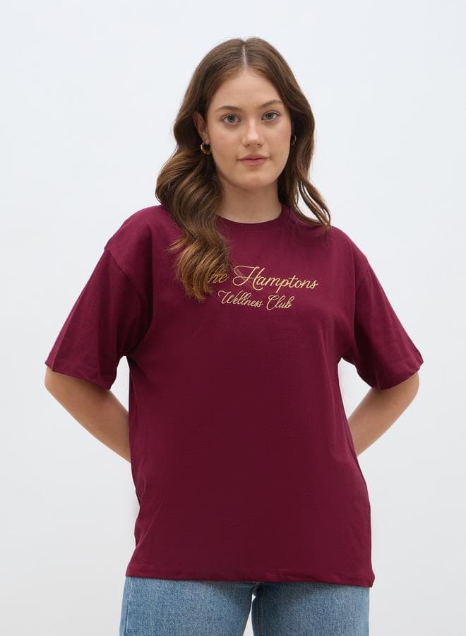Styli Embroidered Slogan Oversized T-Shirt - Image 1