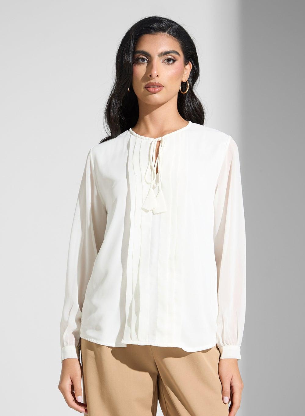 Long Sleeve Polyester Modest Blouse - Image 1